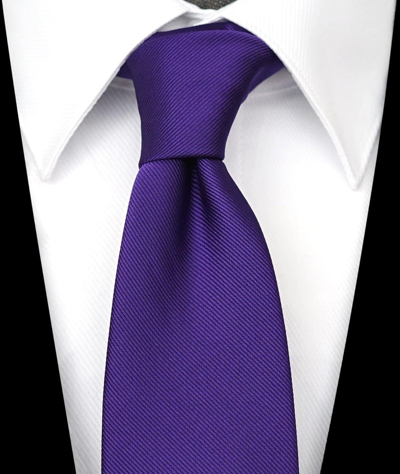 ZENXUS Regular Tie and Pocket Square for Men, Solid Color Necktie Set, 3.2 inch Standard Width - Image 3